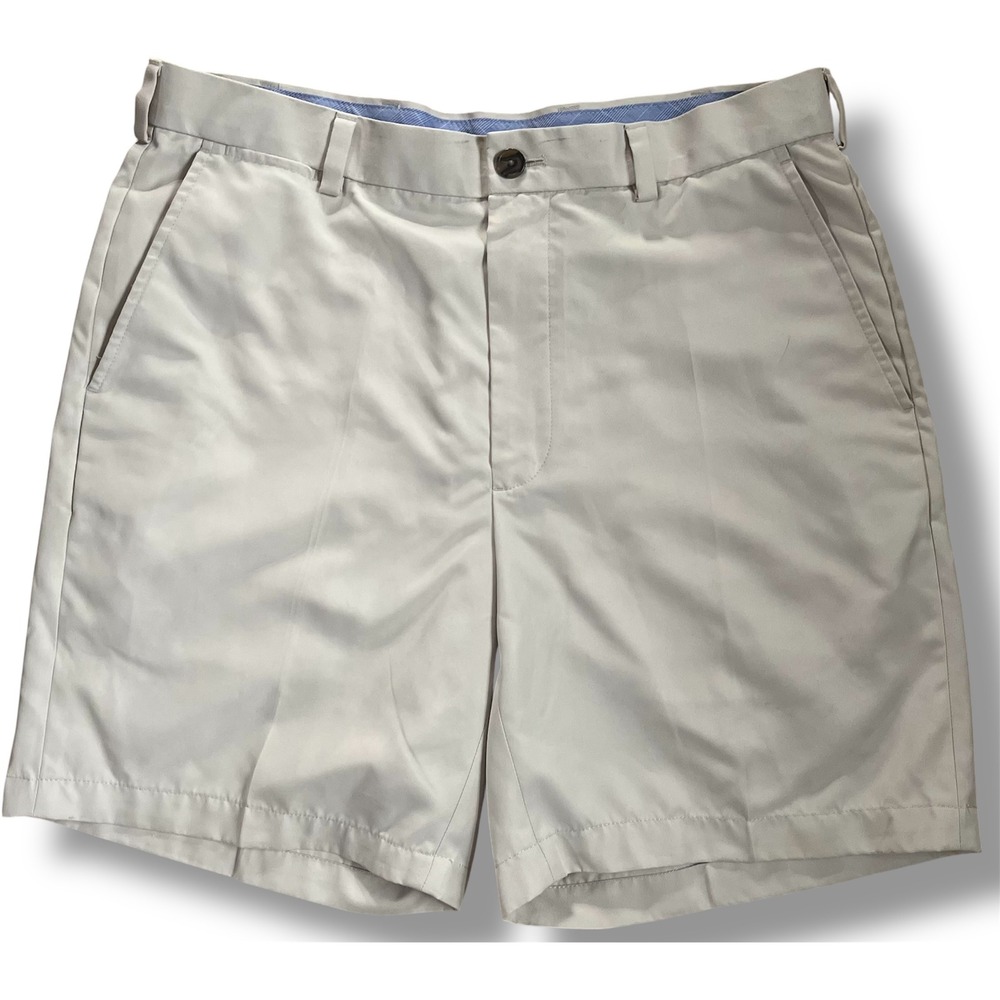 Brooks Brothers Mens Golf Shorts Tan Performance Polyester‎ Flat Front W34